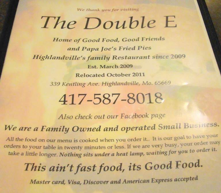 Double E Burger and Ice Cream Shoppe - Highlandville, MO