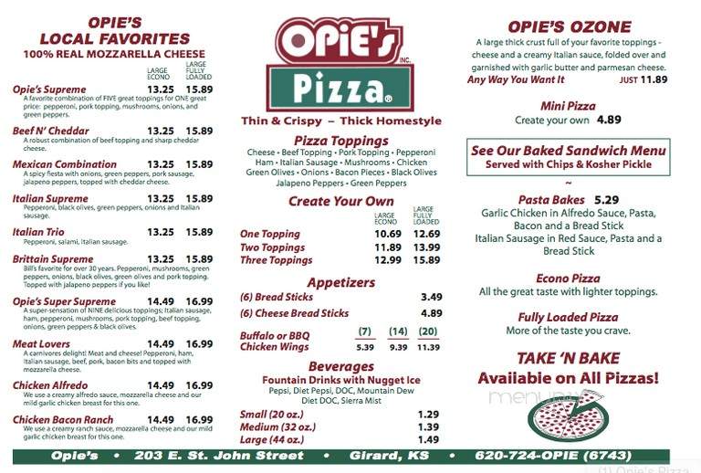 Opie's Pizza - Girard, KS