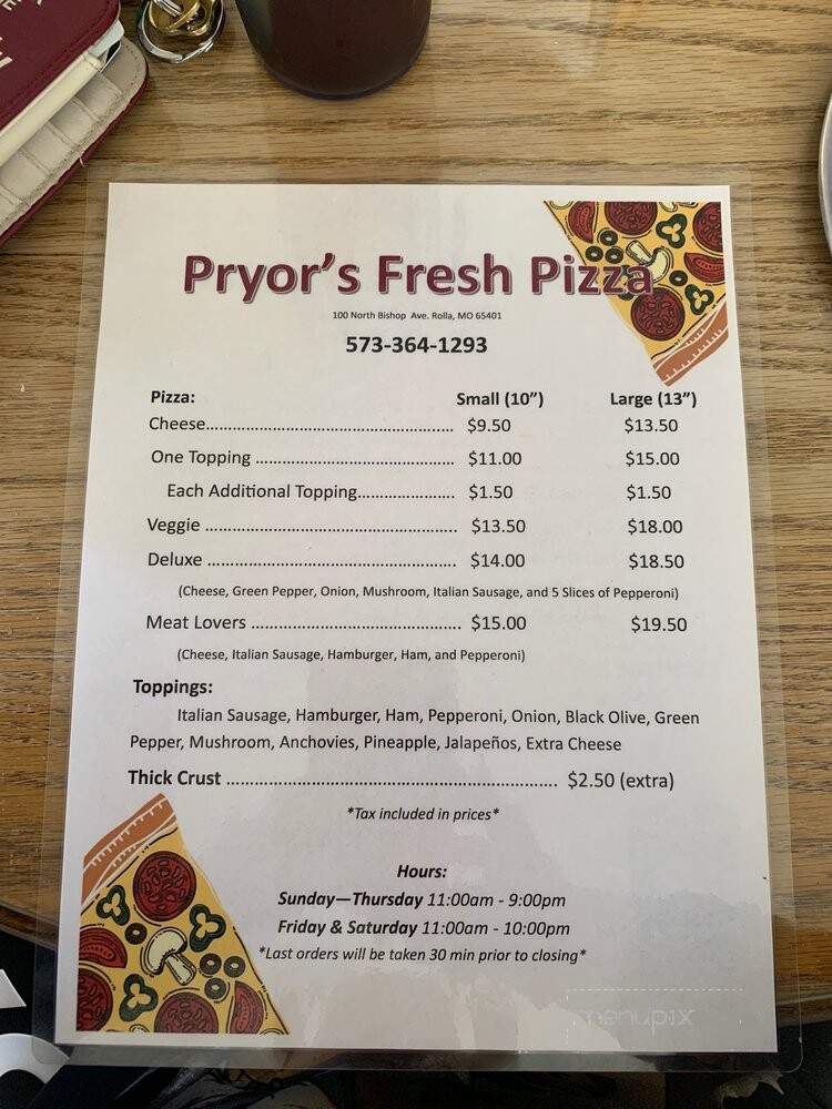 Pryor's Fresh Pizza - Rolla, MO