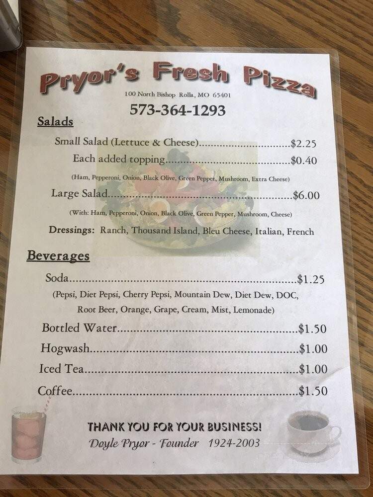 Pryor's Fresh Pizza - Rolla, MO