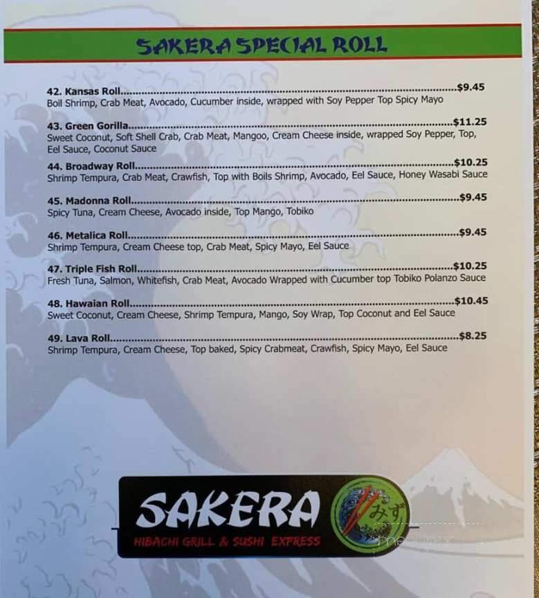 Sakera Hibachi Grill And Sushi Express - Pittsburg, KS