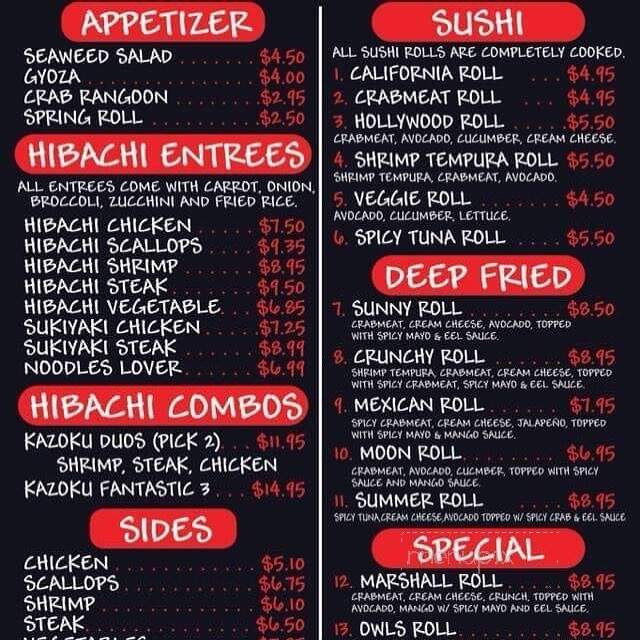 Kazoku Hibachi And Sushi Bar - Marshall, MO