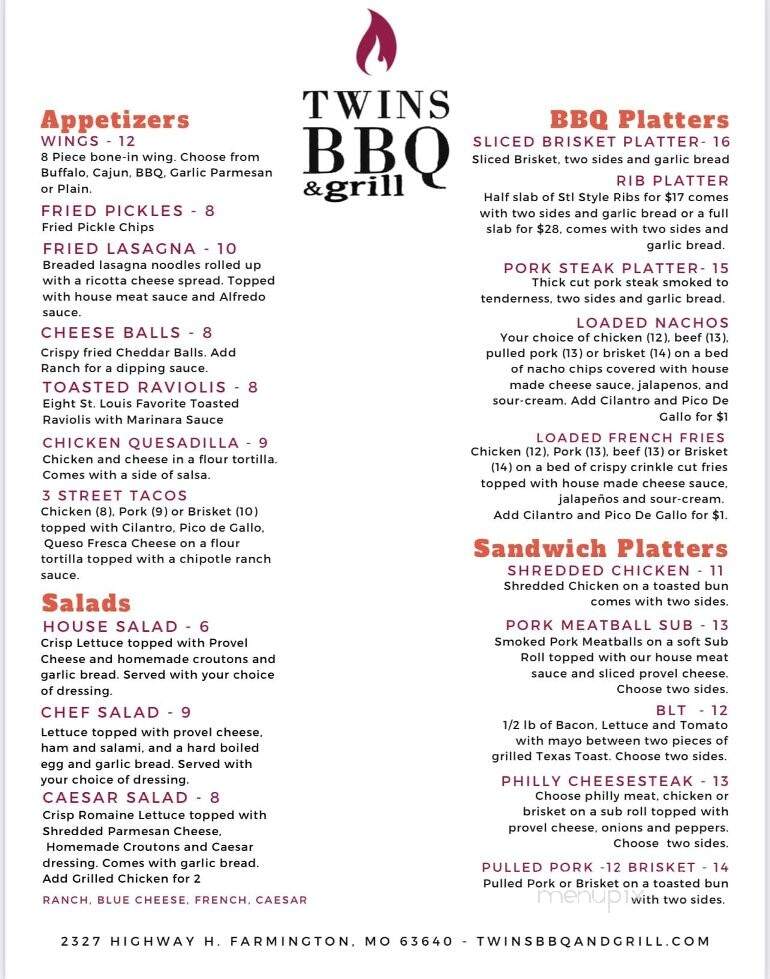 Twins BBQ and Grill - Farmington, MO